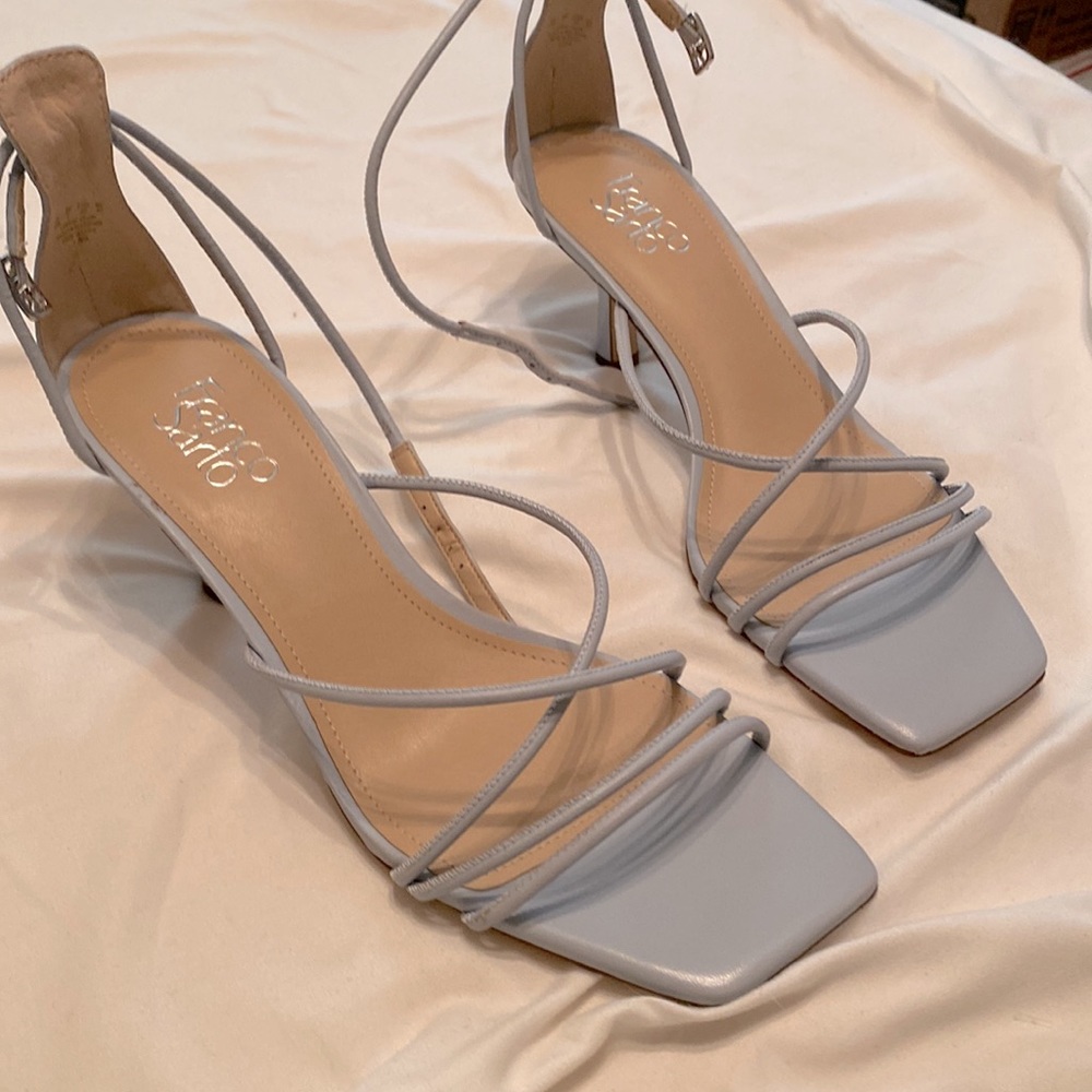 Powder blue, kitten heels, size 11